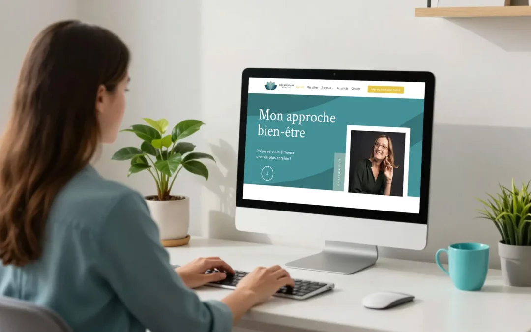 Jeune freelance travaille sur un site